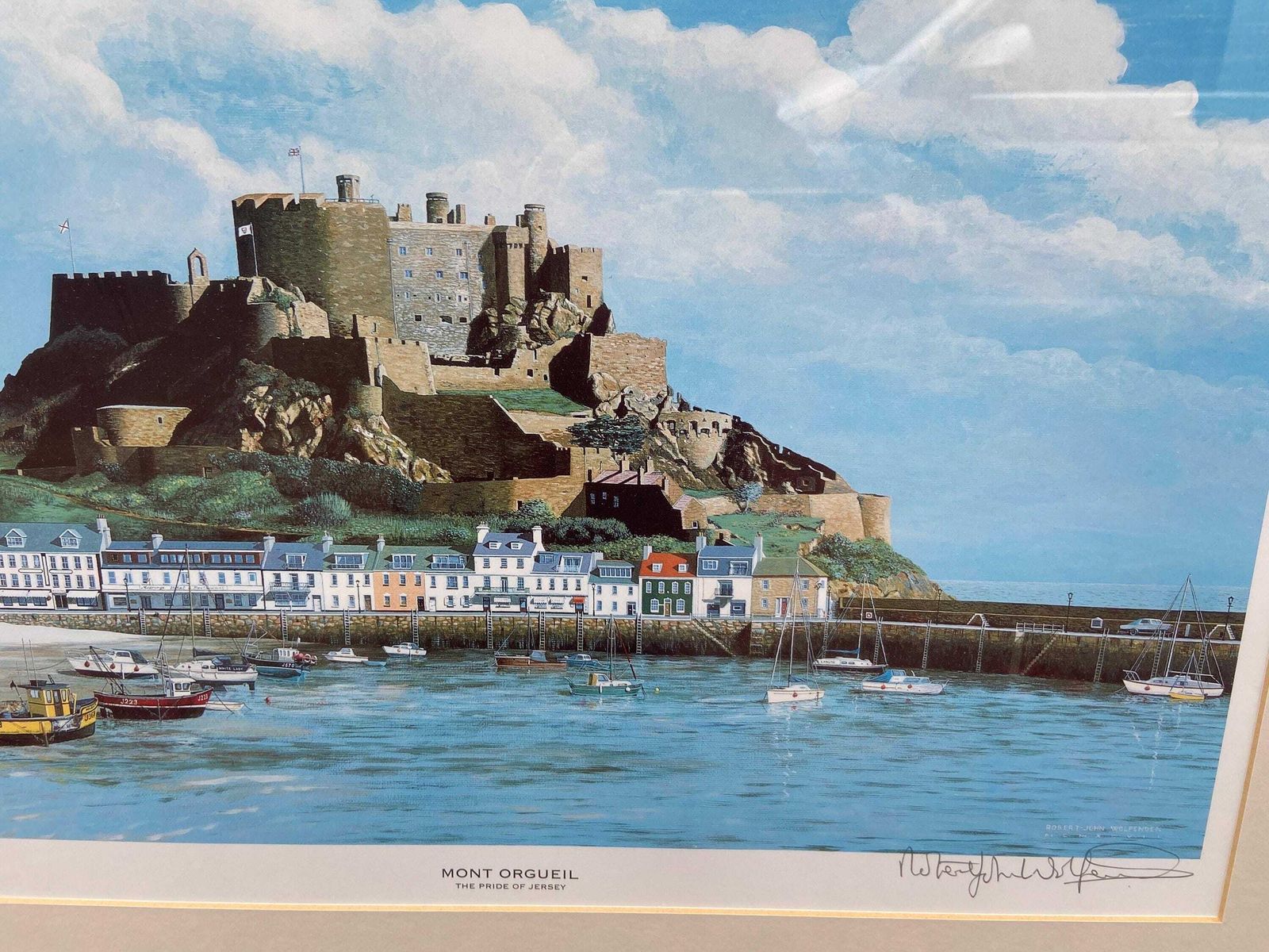 Limited Edition Signed Print (89/1150) Of Mont Orgueil, Pride Of Jersey, Water Colour By Robert John Wolfenden 1997 (66.5cm X 52.5cm) photo for sale