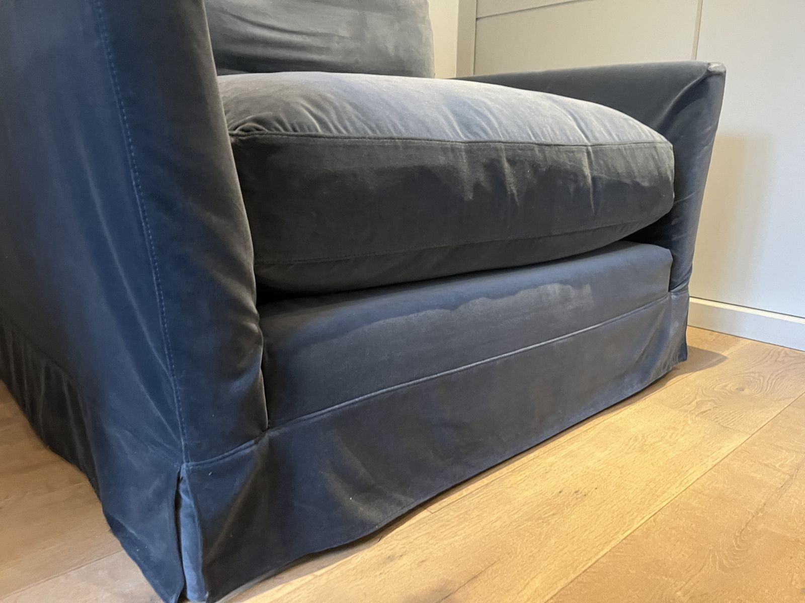 Blue Velvet Love Seat (Arm Chair) photo for sale