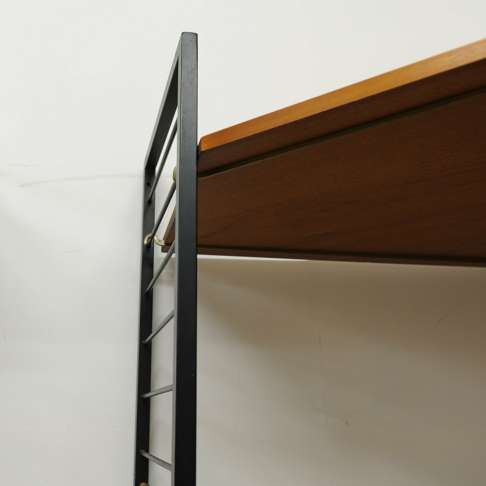 Mid Century Teak Shelving Corner System Ladderax By Robert Heal For Staples, 1960s photo furniture
