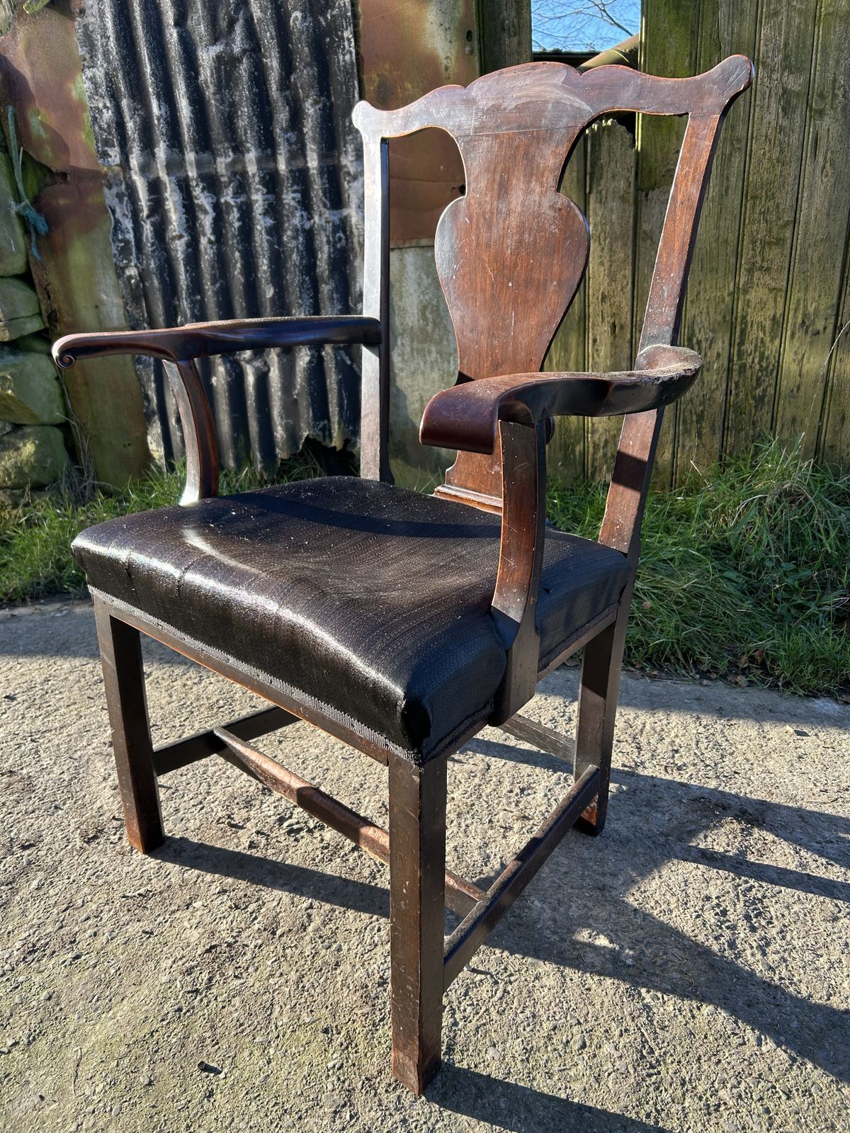 Georgian Mahogany Large Proportion Open Arm Desk Chair