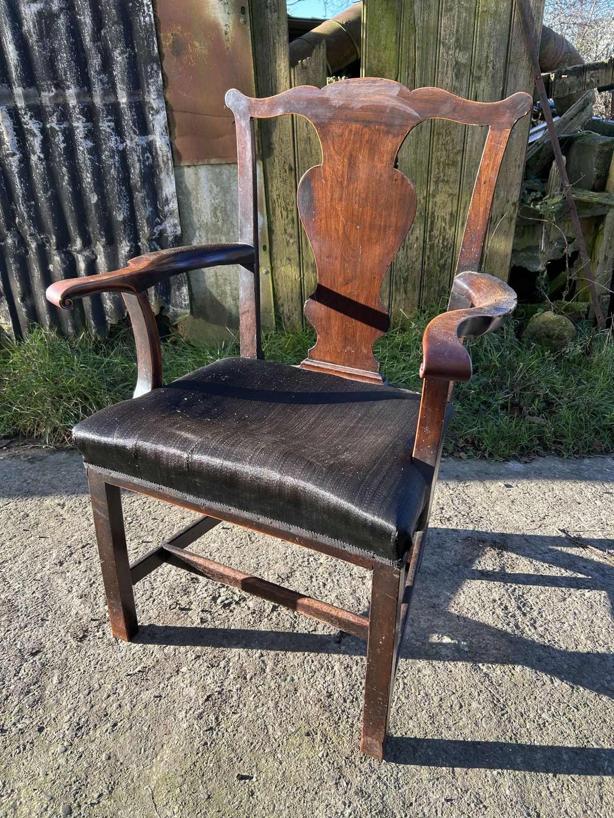 Georgian Mahogany Large Proportion Open Arm Desk Chair photo Furniture