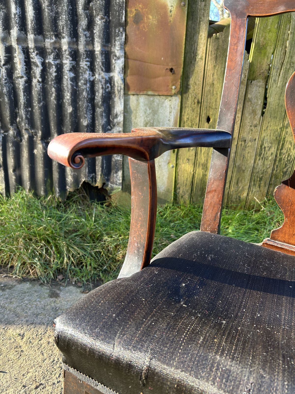 Georgian Mahogany Large Proportion Open Arm Desk Chair photo vinterior