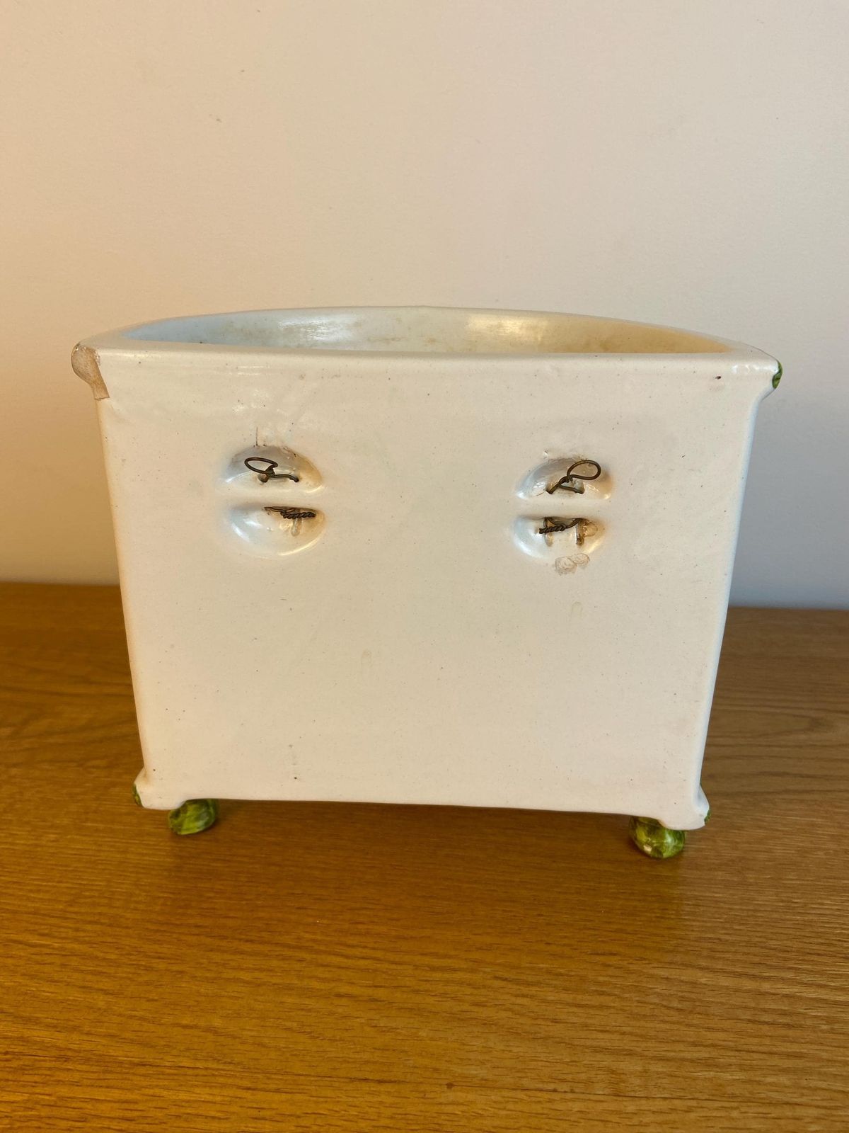 Vintage Bassano Italian Handmade And Hand Painted Ceramic Half Planter, Half Plant Pot, With A Red Cardinal Bird On It 21cm X 19cm X 14cm photo buy