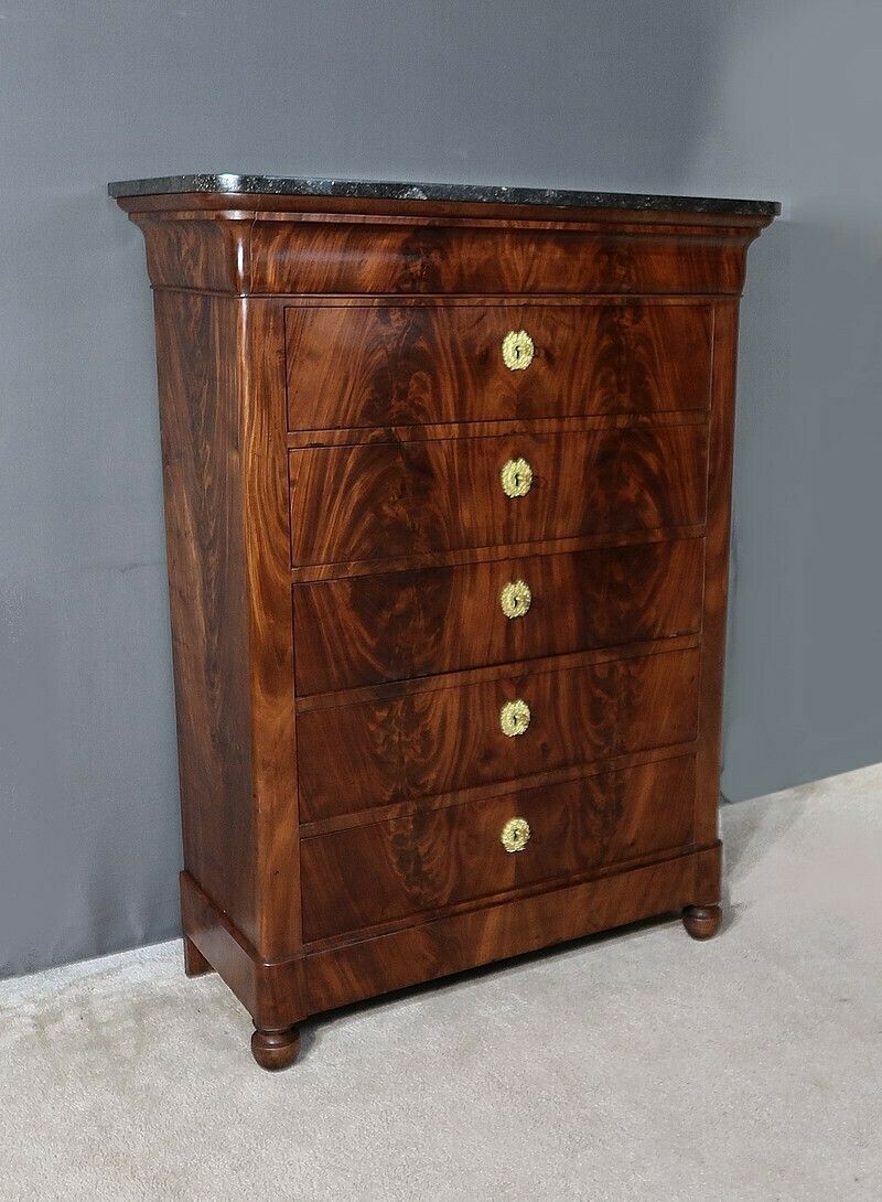 Mahogany Burl Chest Of Drawers, Restoration Period – Early 19th Century photo Furniture