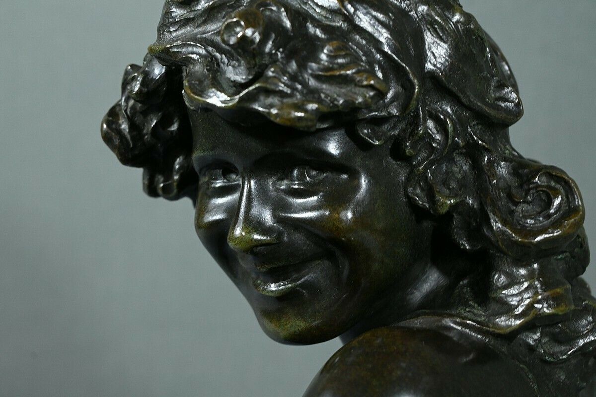 Bronze “Laughing Child”, Signed A.Injalbert – Late 19th Century photo 1010.0