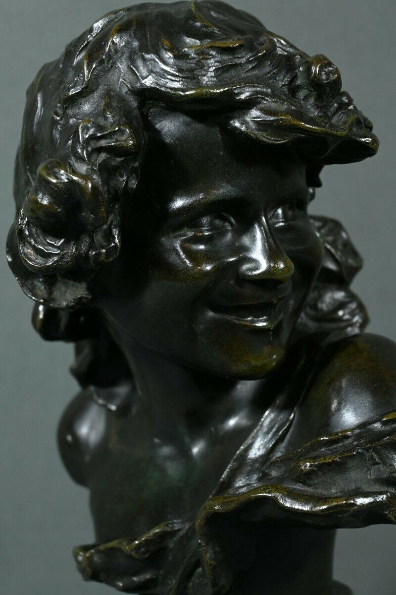 Bronze “Laughing Child”, Signed A.Injalbert – Late 19th Century photo buy