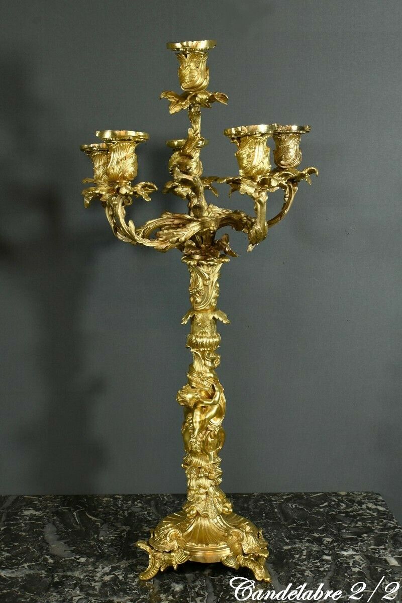 Bronze Candelabra After Ja.Meissonnier, Rocaille Style, Napoleon III Period – Mid 19th Century photo vinterior
