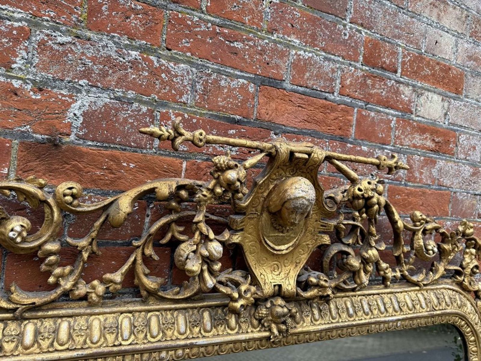 An Exceptional Unusual Large Antique Gilt Overmantle Mirror photo buy