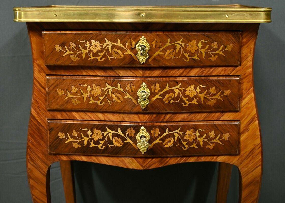 1320.0 Bedside Table In Rosewood And Palisander, Louis XV Style – Late 19th Century photo