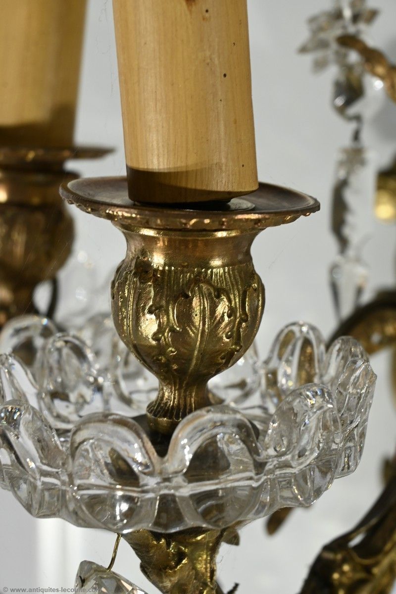 Bronze And Crystal Tassel Wall Lights, Louis XV Style – Late 19th Century photo buy