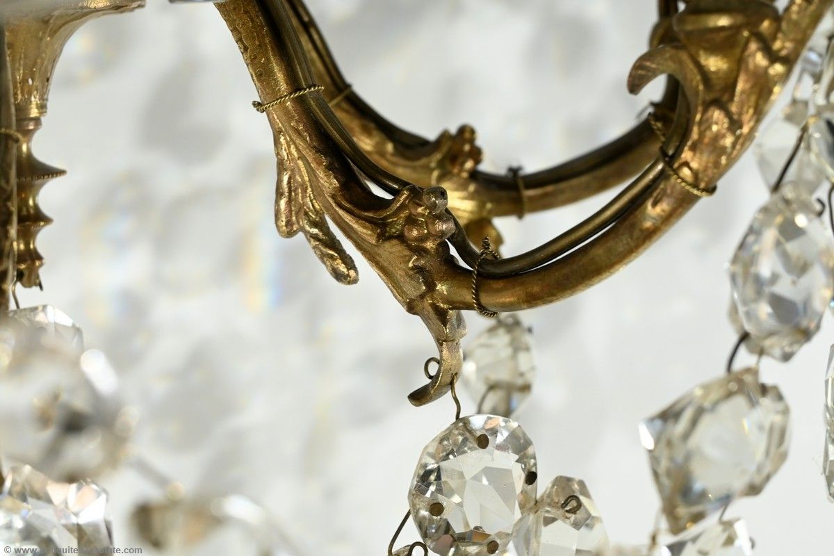 1420.0 Bronze And Crystal Tassel Wall Lights, Louis XV Style – Late 19th Century photo