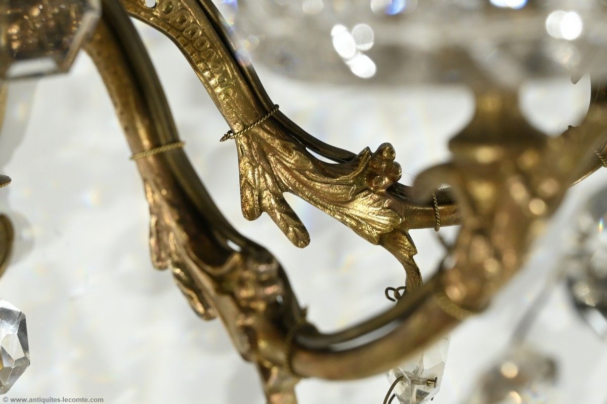 photo vinterior Bronze And Crystal Tassel Wall Lights, Louis XV Style – Late 19th Century