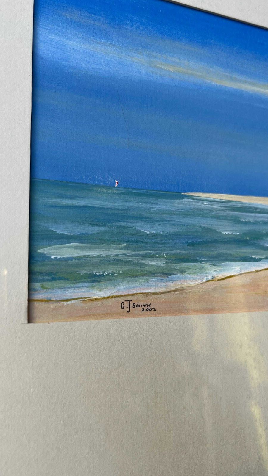 Original Signed And Framed Acrylic Seascape Painting By C. J. Smith photo Art