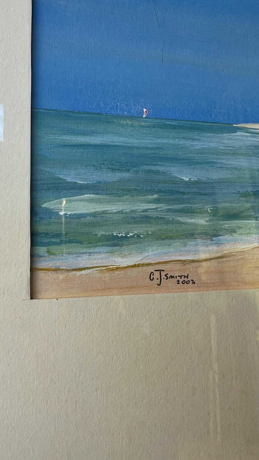 Original Signed And Framed Acrylic Seascape Painting By C. J. Smith photo vintage