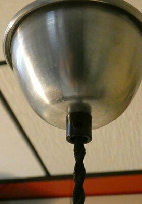 240.0 Mid Century Pendant Lamp In Opaline Glass And Iron, Italy, 1950s photo