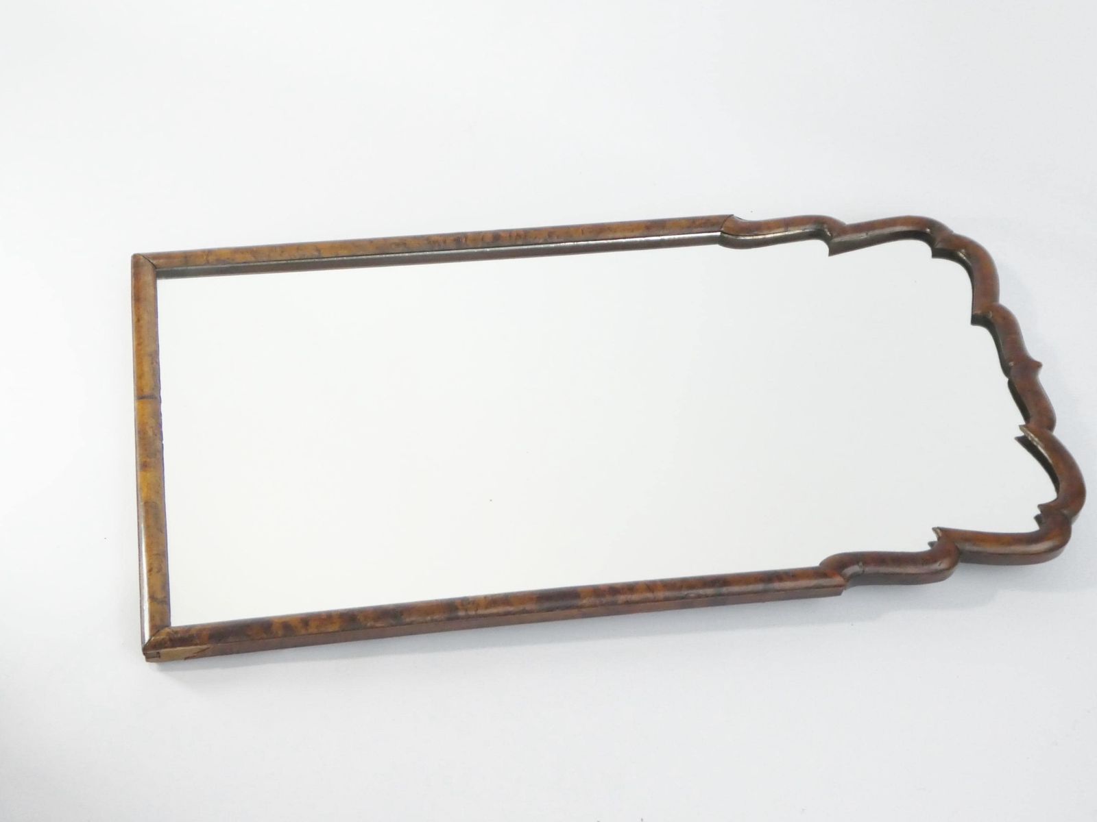 Large Wooden Scalloped Antique Mirror, Dutch Wall Mirror With Beveled Glass, Farmhouse Wall Decor photo furniture