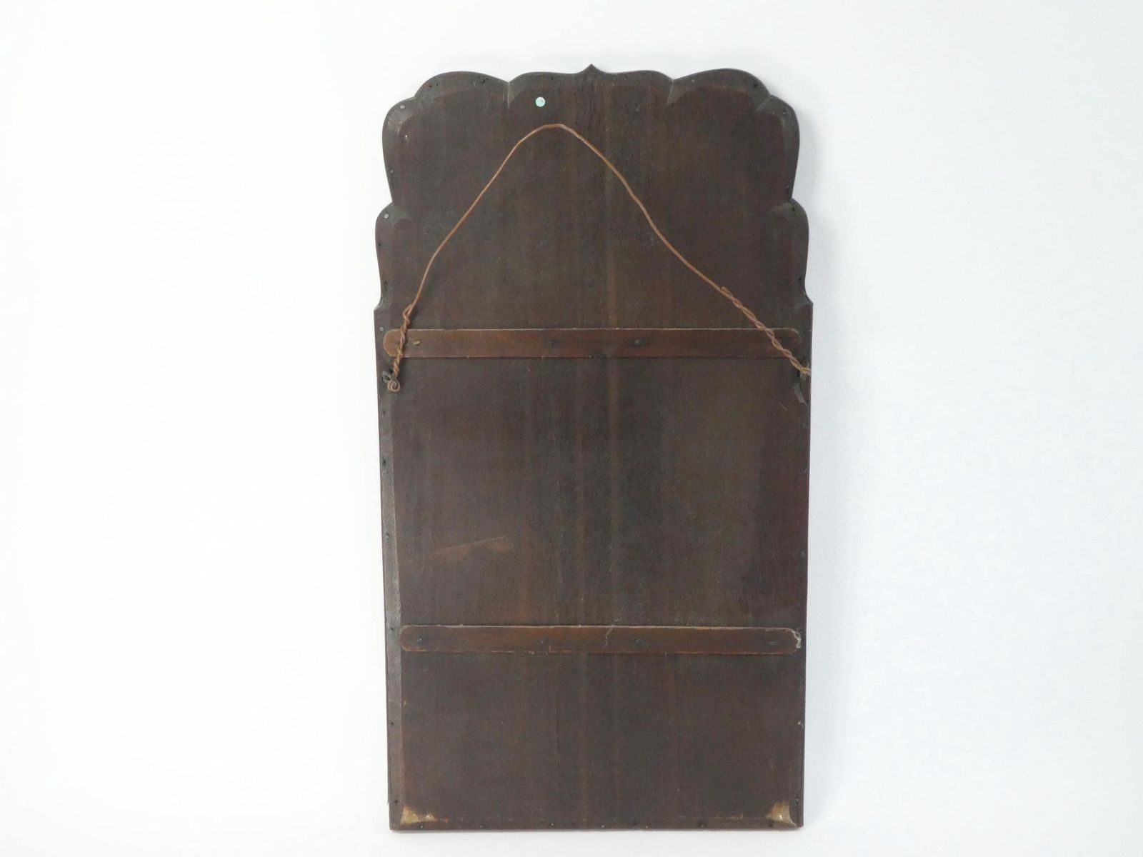 Large Wooden Scalloped Antique Mirror, Dutch Wall Mirror With Beveled Glass, Farmhouse Wall Decor photo vintage