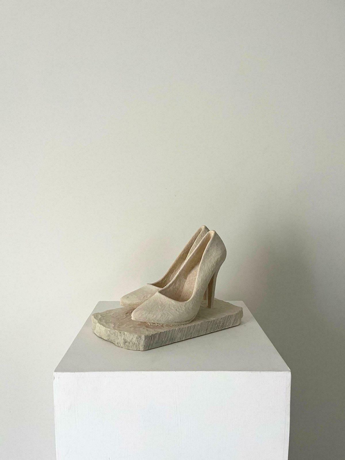 Stone Sculpture Of Stiletto Heel Shoes, Hand Carved Solid Limestone, Dressing Room Accessory Or Doorstop photo 3750.0