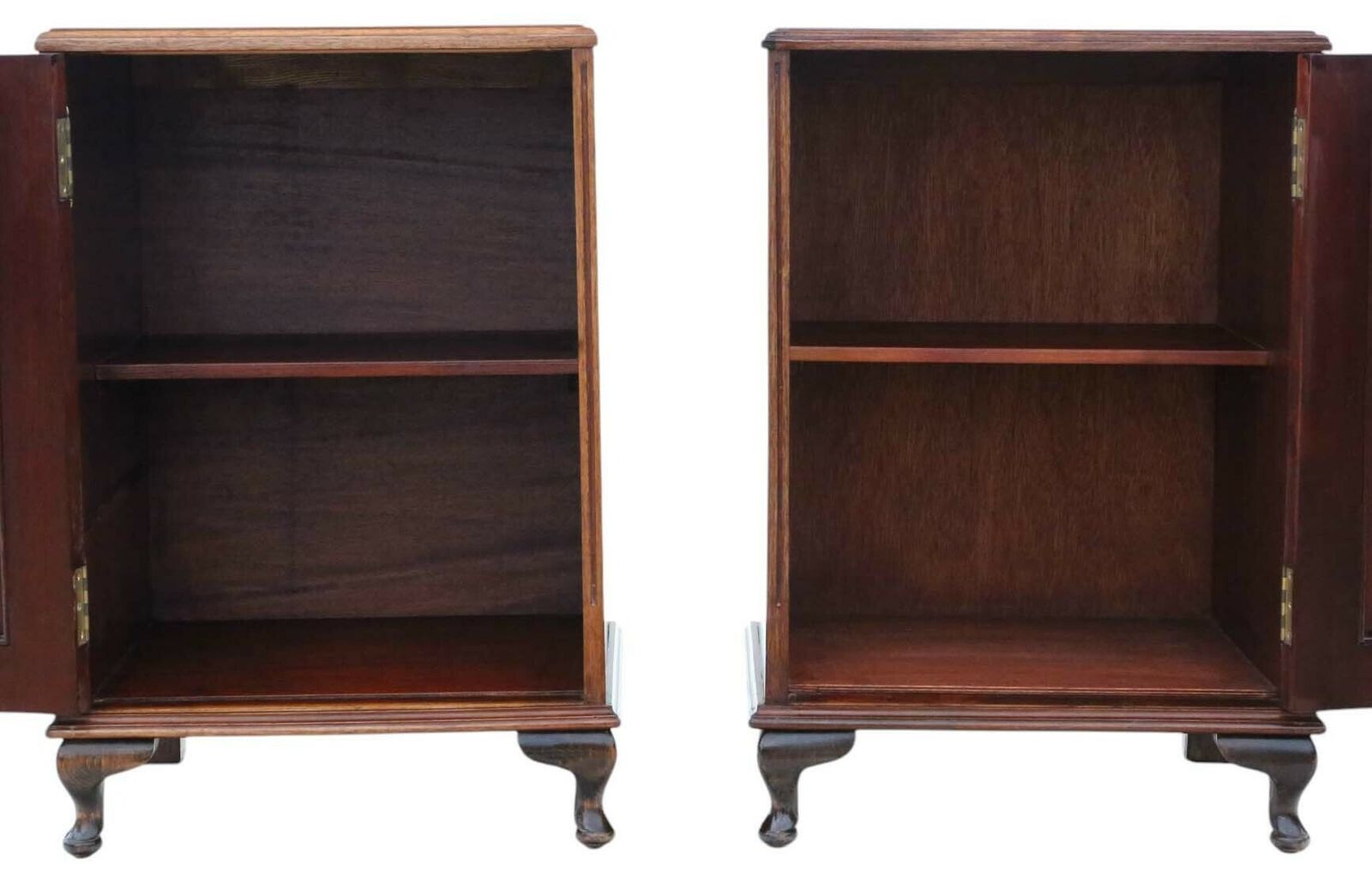 Pair Of Antique Carved Walnut Bedside Tables – Quality Vintage Cupboards Drawers photo 1995.0