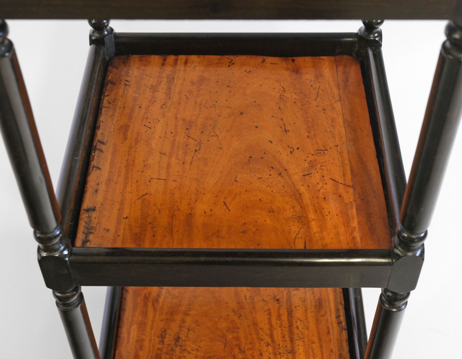 Furniture 19th Century Ceylonese Ebony & Satinwood Etagère Table Stand photo