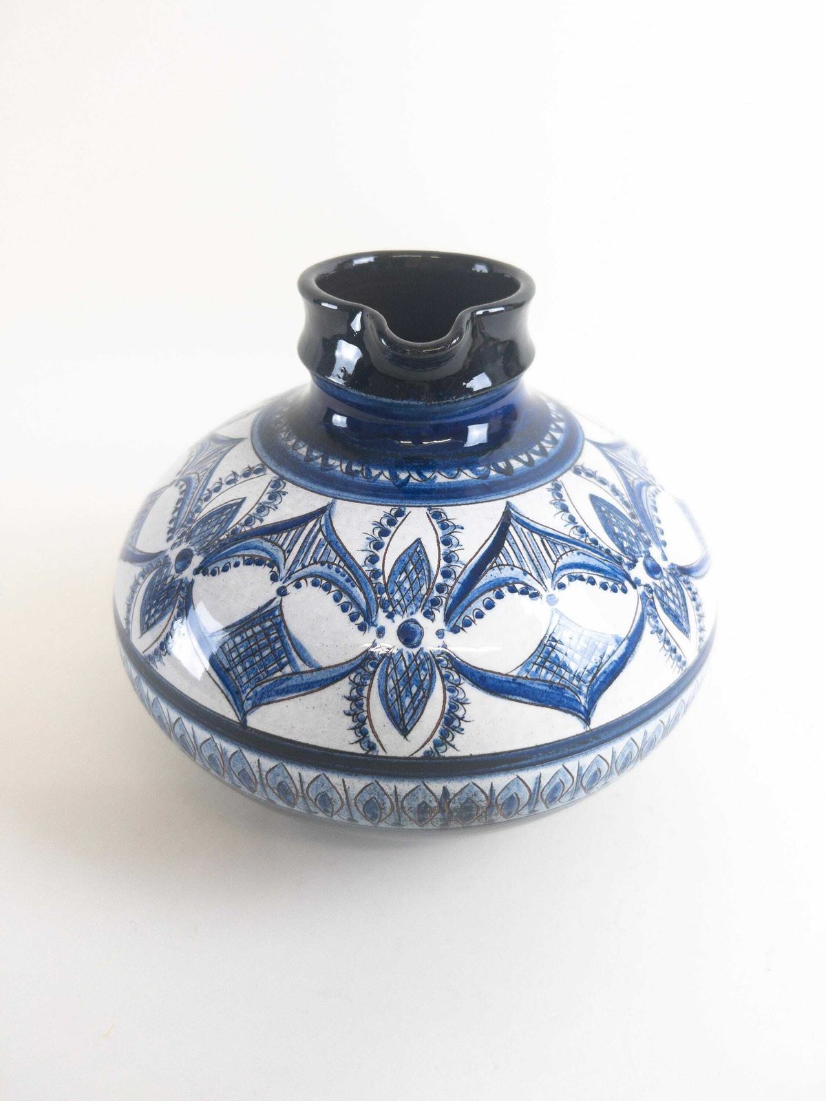 Gebrüder Haas Vase Jug   Handmade Botanical Decor Blue And White Vase   Made In Lichtenstein photo buy