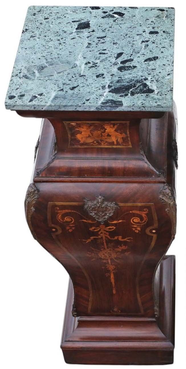 Antique Large 19th Century Neoclassical Jardiniere Statue Stand – Marquetry Pedestal Table With Ormolu Mounts And Marble Top photo Home Decor