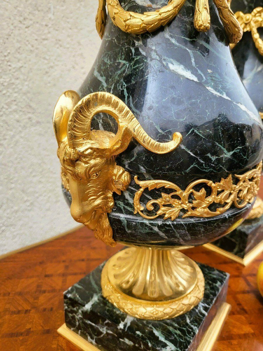 Home Decor Pair Of Marble And Bronze Cassolettes, 19th Century photo