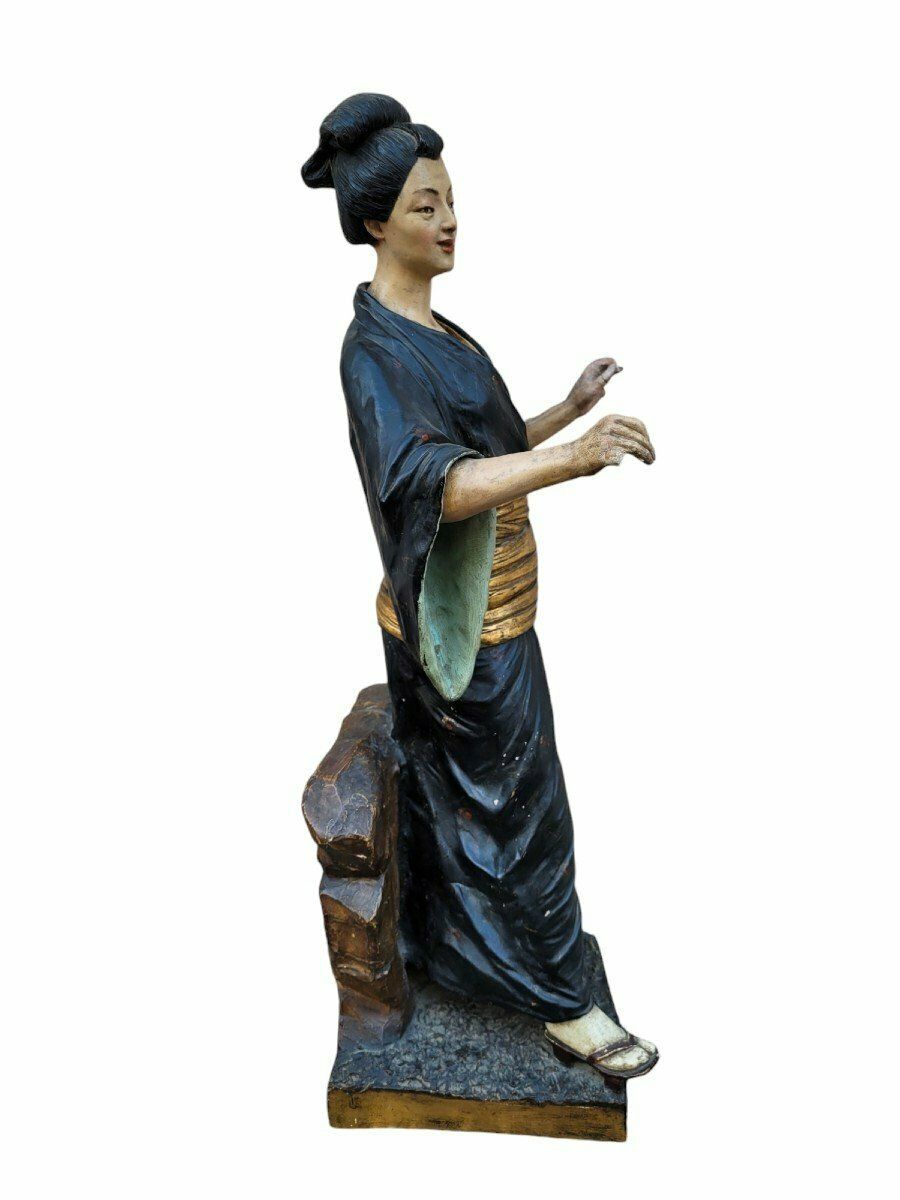 Att à Goldscheider, Japanese, Painted Terracotta Sculpture, 19th Century photo for sale