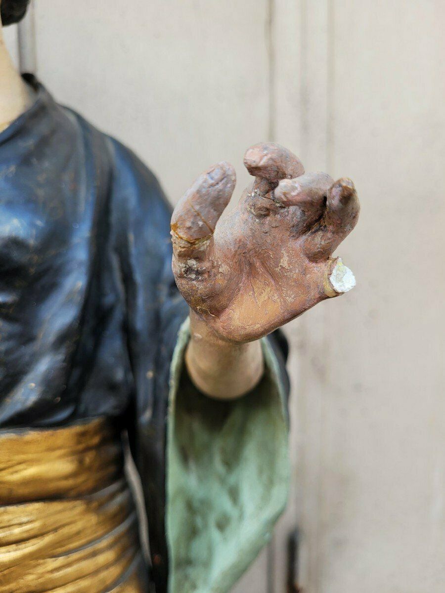 photo for sale Att à Goldscheider, Japanese, Painted Terracotta Sculpture, 19th Century