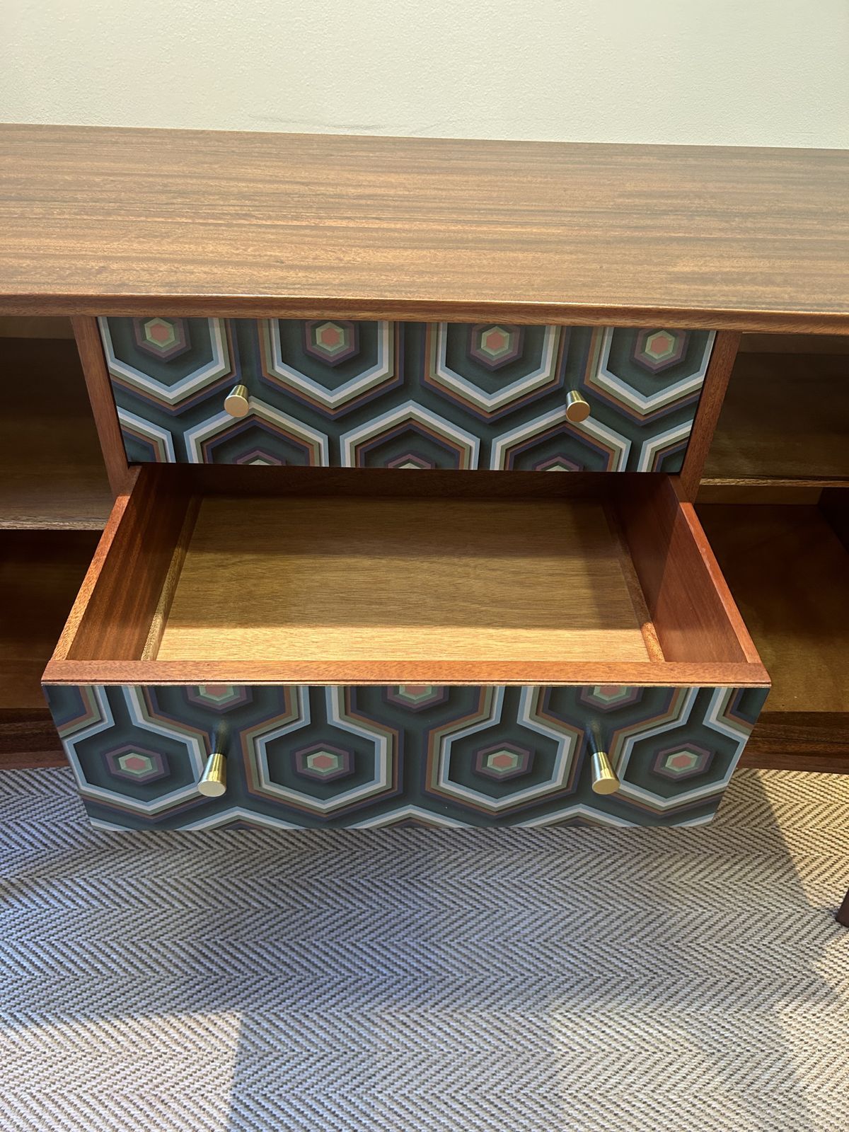 photo vinterior Walnut & Rosewood Upcycled Sideboard, 1950’s Gimson & Slater Geometric
