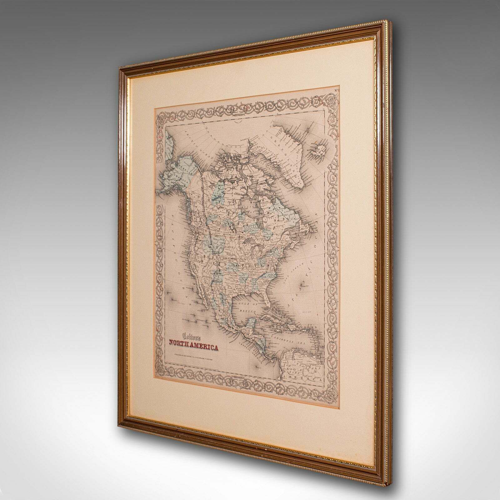 Antique North America Map, USA, Canada, Mexico, Cartography, Colton, Victorian photo for sale