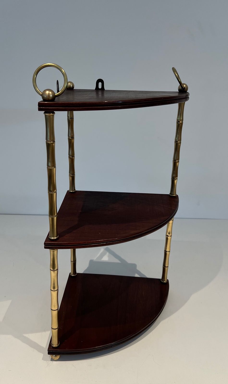 Corner Shelf In Faux Bamboo And Mahogany Brass In The Style Of Maison Baguès photo Furniture