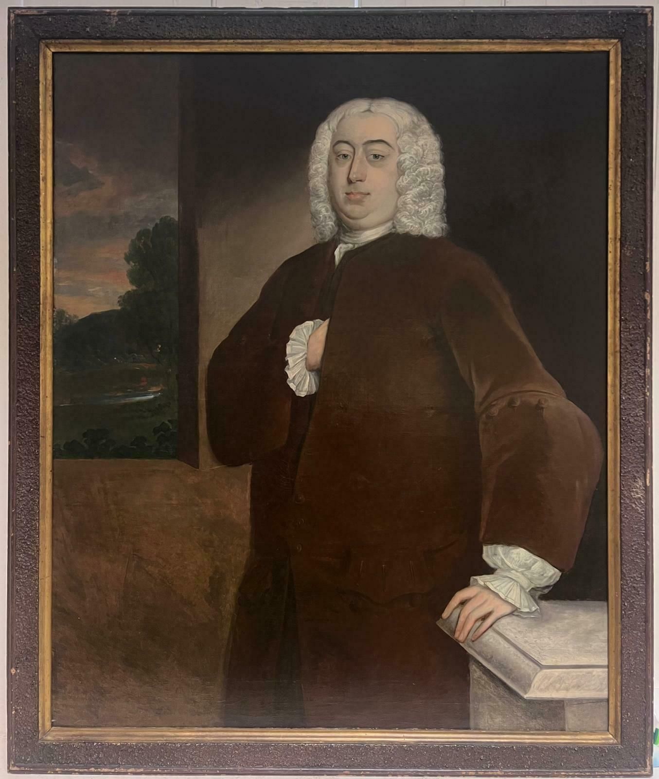 Fine 18th Century English Portrait Of Aristocratic Gentleman Huge Oil Painting photo furniture