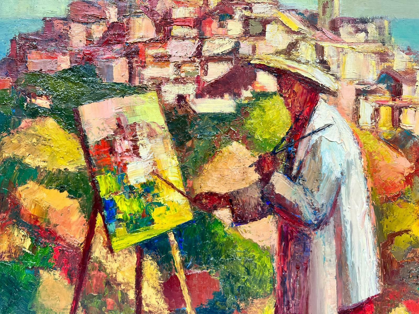 Josine Vignon1950's French Post Impressionist Cubist Oil Artist Painting At Easel In Provence1950's photo Art