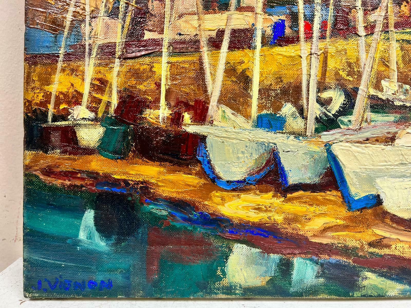 Josine Vignonsunset Over Provence Harbour Post Impressionist Signed Oil 1960's photo 1693.0