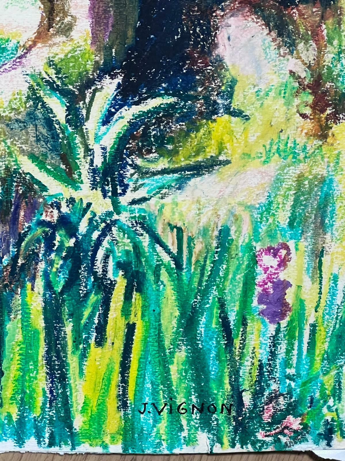 Josine Vignon1950s French Post Impressionist Bright Pastel Summer Garden Landscape Provence1950s photo 713.0