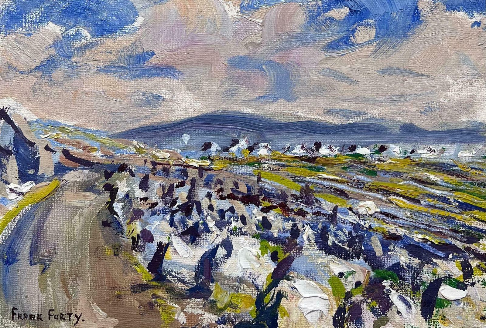 Frank Fortymid 20th C. Irish Artist Oil Painting County Wickow Ireland Cloudy Landscapec. 1950's
