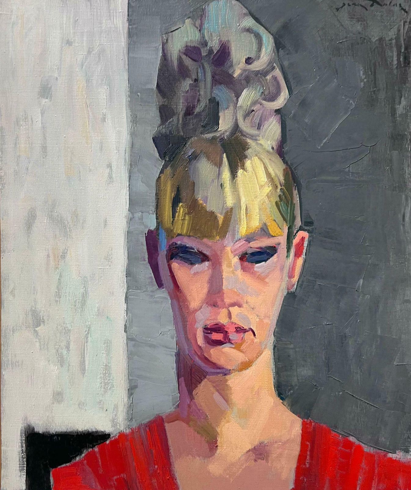 Jean Dulacsuperb 1950s French Post Impressionist Oil Painting Portrait Stylish Blonde Lady1950's photo for sale