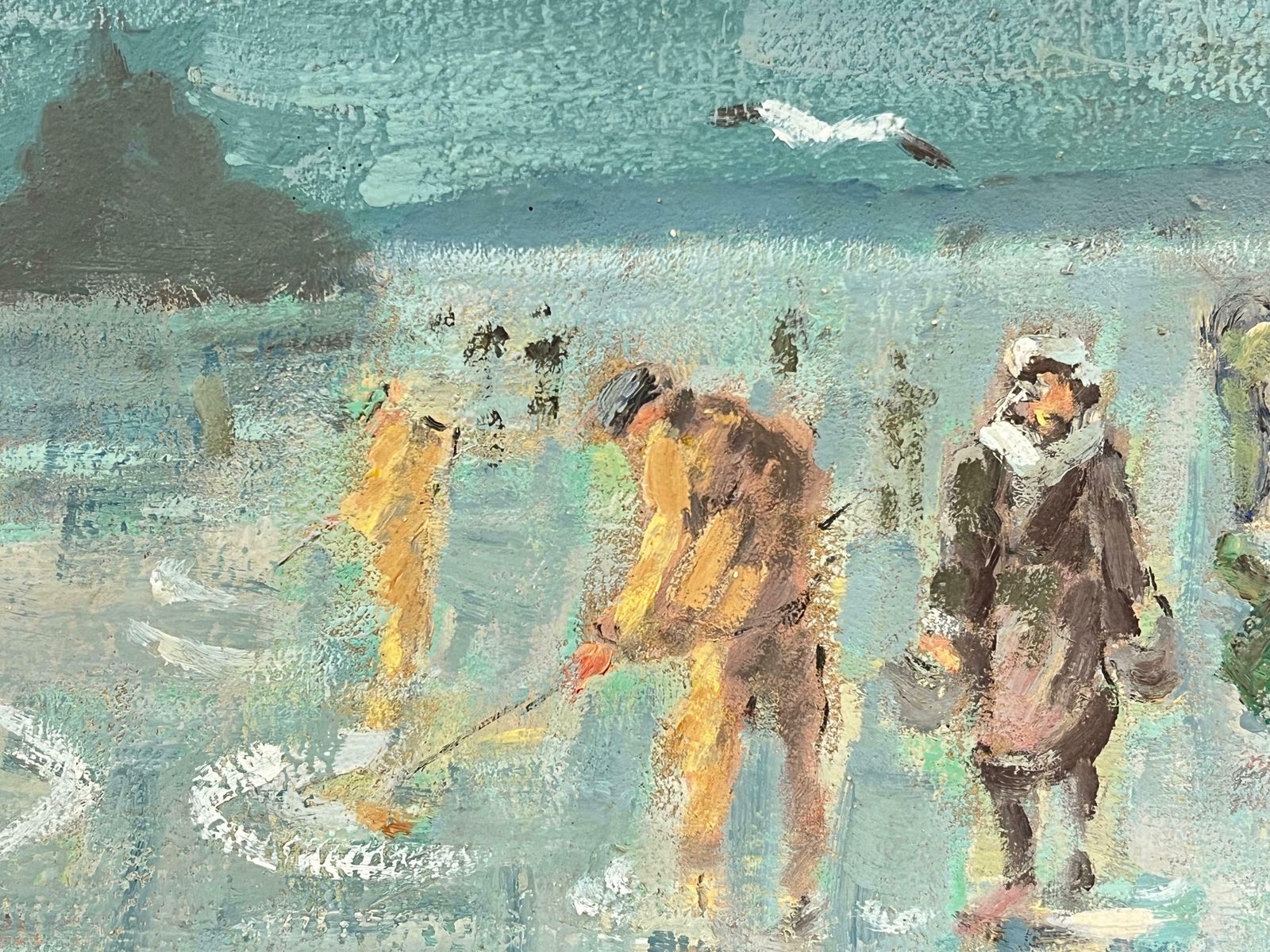 Fanch Lelclam Digging At Low Tide At Trébeurden Bay Of Mont Saint Michel Coastal Scene20th Century photo Art