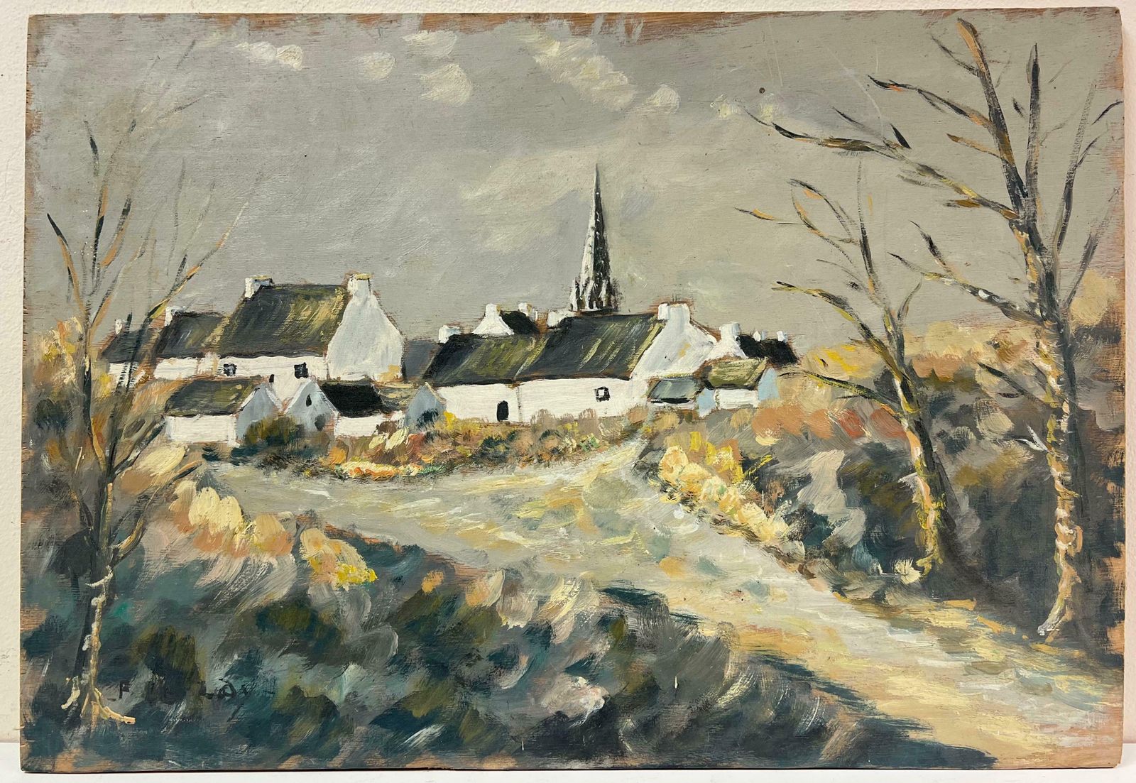 Fanch Lelquiet Rustic Village Track In Winter Peaceful Oil Landscape Painting 20th Century photo furniture