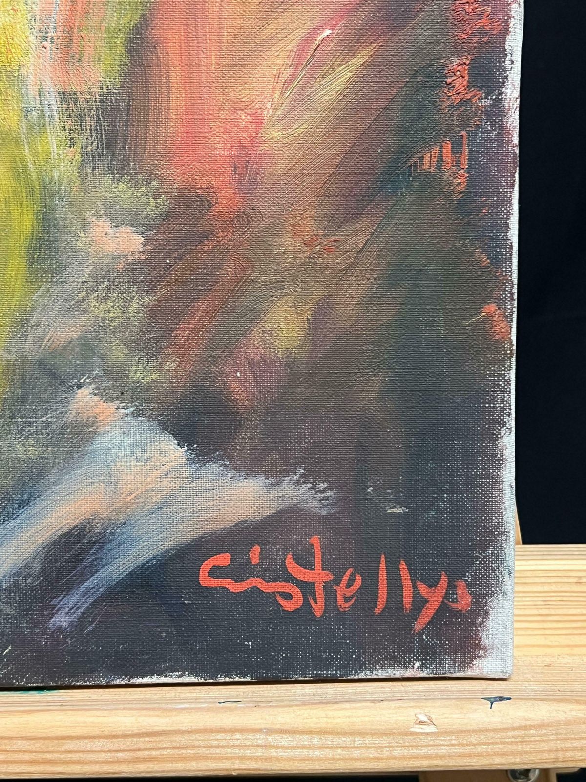 Unknown‘Rita’ Spanish Flamenco Dancer In Fiery Motion Vibrant Signed Oil Painting C.1960's photo vinterior
