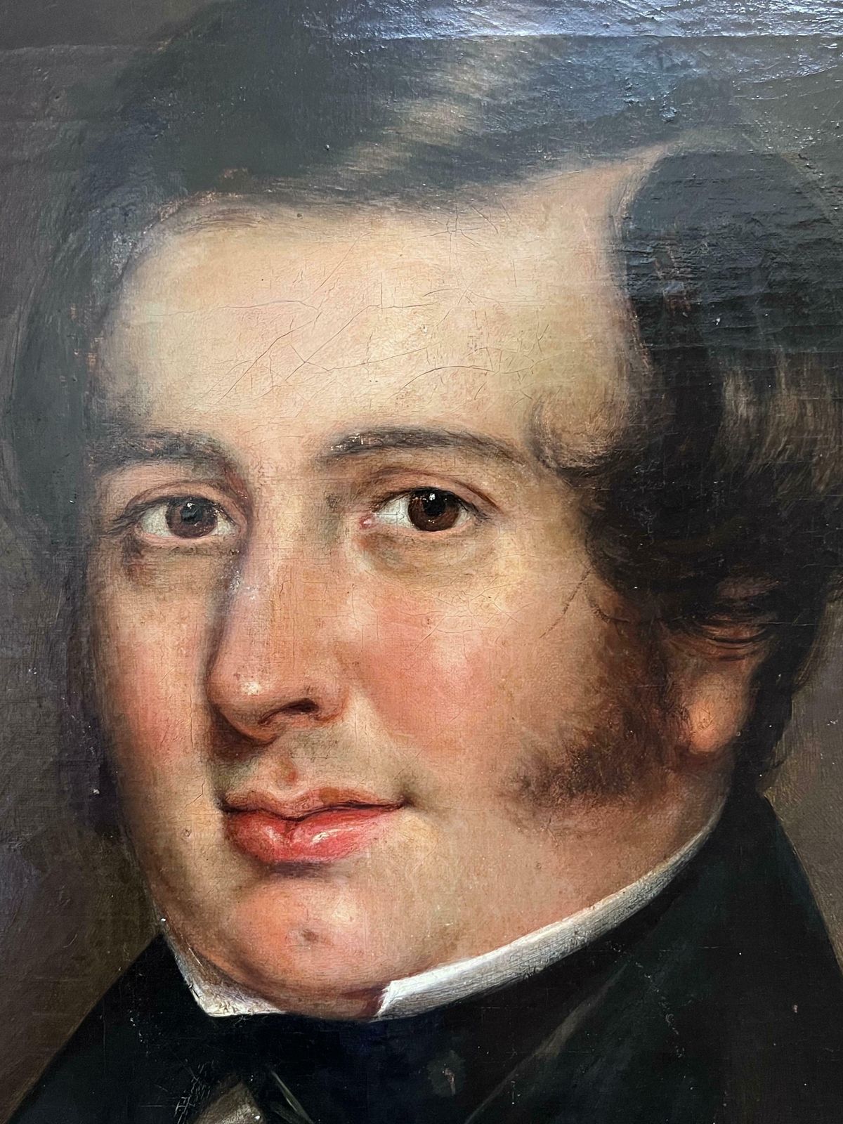 Early Victorian Englishvery Large 1840s English Portrait Of A Country Gentleman Holding Times Newspaper photo vintage