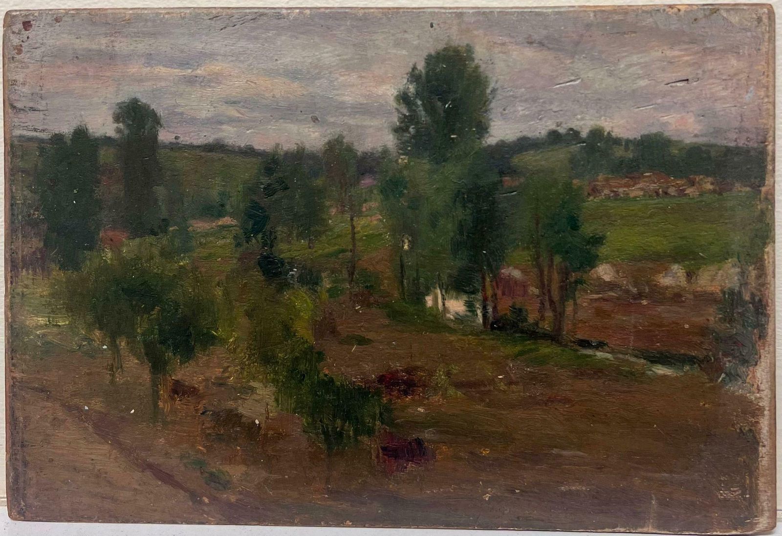 Charles Martin Sauvaigofine Antique French Impressionist Signed Oil Painting Dusky River Landscape photo furniture