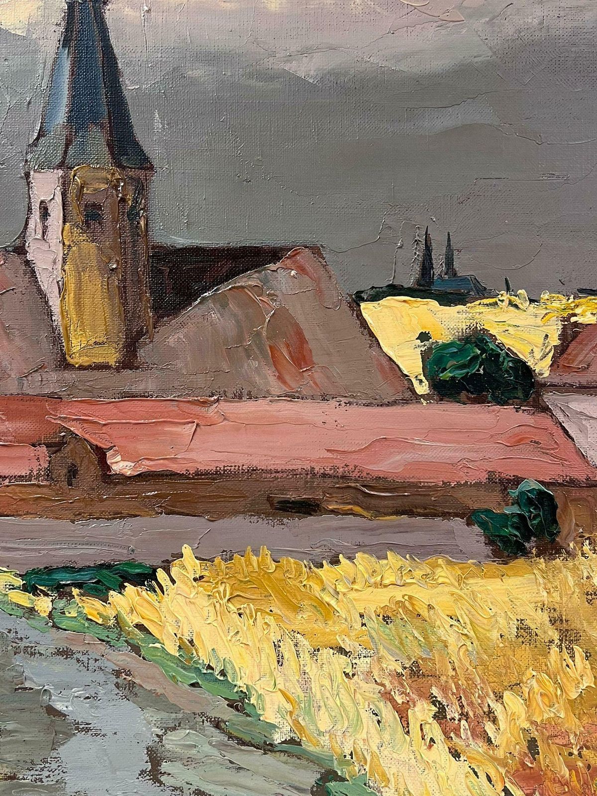 Georges Bordonovecontemporary French Impressionist Oil Church At The End Of The Corn Fields photo buy