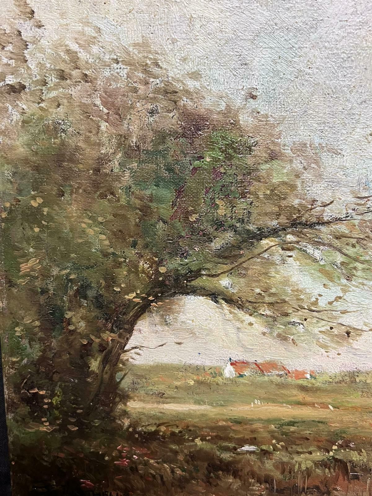 English Impressionistmid 20th Century English Impressionist Signed Oil Painting Figure By Wispy Trees photo Art