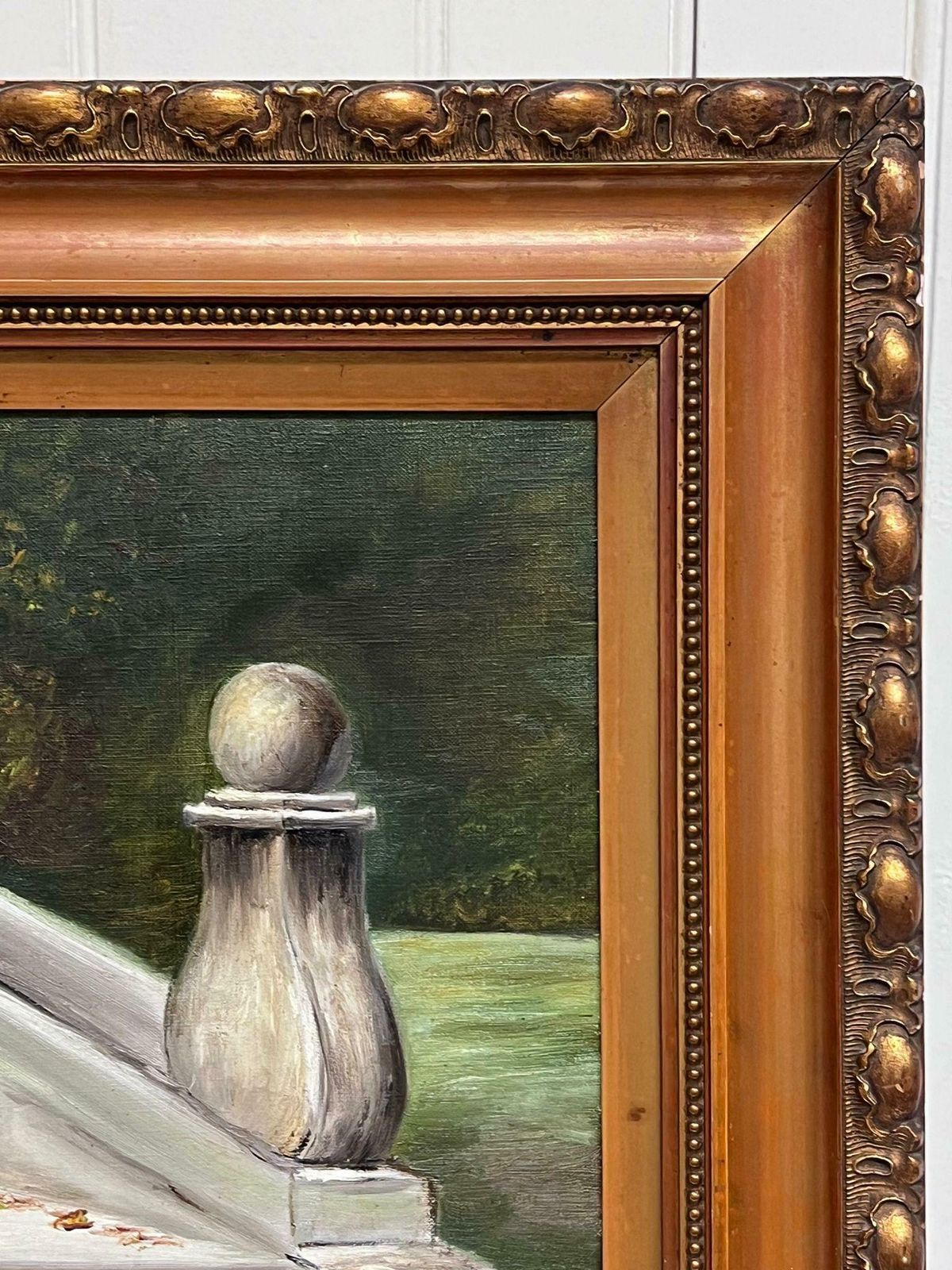 photo vinterior English 1920'slarge Antique English Dog Oil Painting With Kitten Signed & Dated 1927 Framed1927