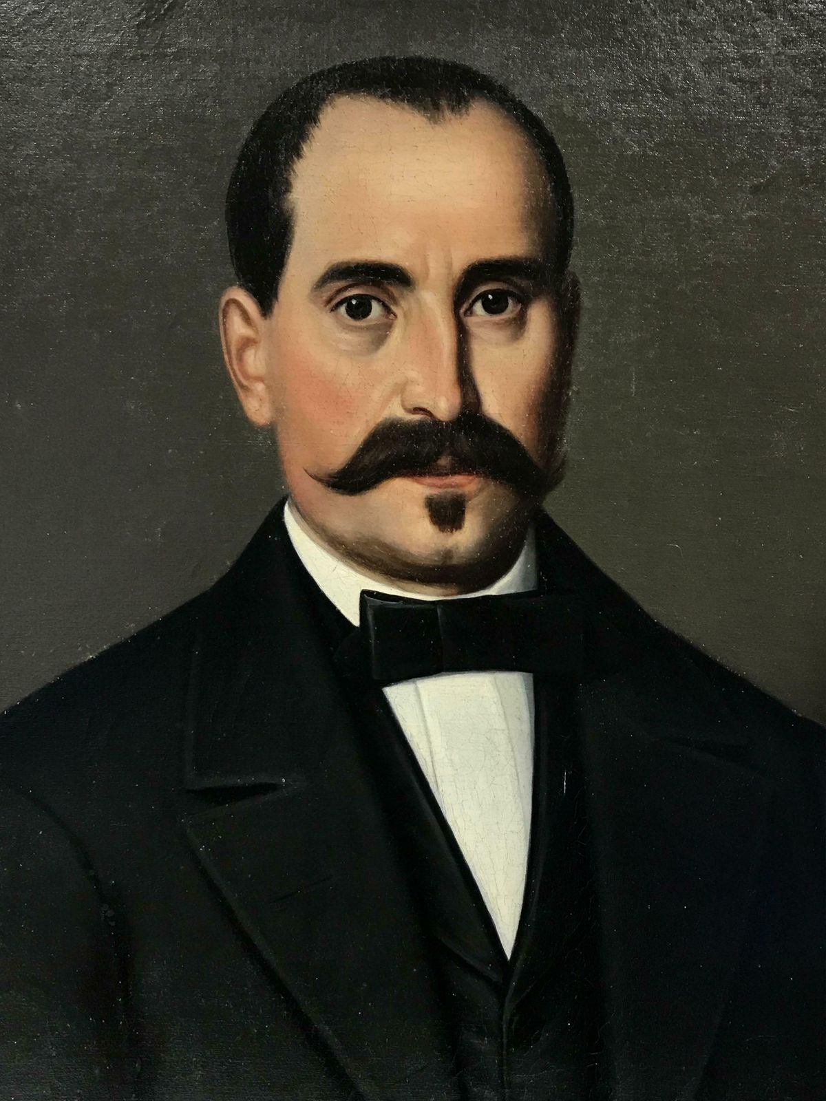 French 19thcfine 19th Century Portrait Of A French Man With Moustache, Large Painting photo for sale