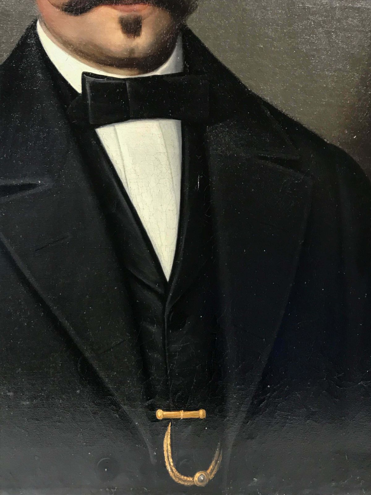 French 19thcfine 19th Century Portrait Of A French Man With Moustache, Large Painting photo Art