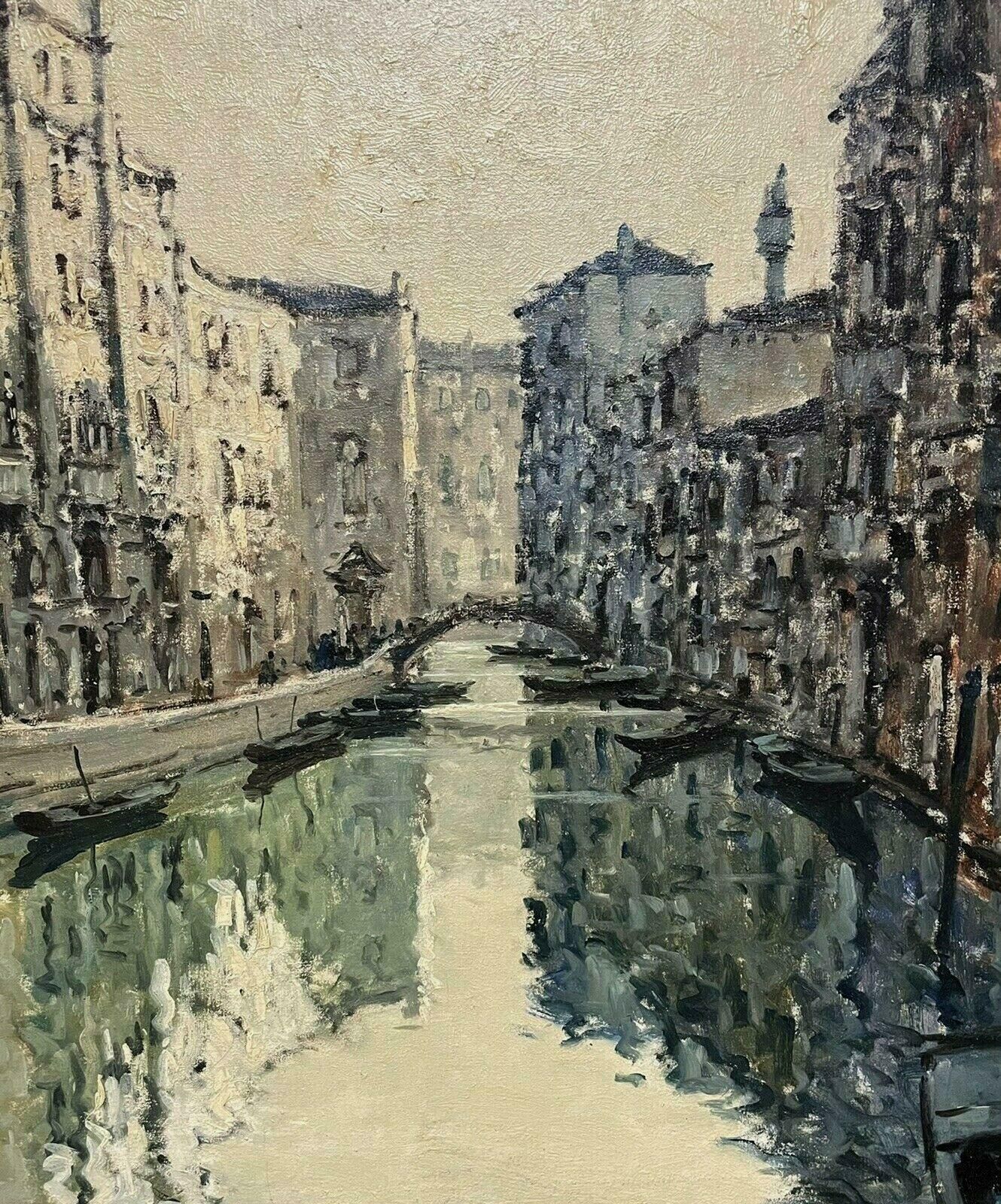 Italian Artistvery Large 1960's Italian Signed Oil   Impressionist Venice Tranquil Canal Scenec. 1950's photo 2257.0