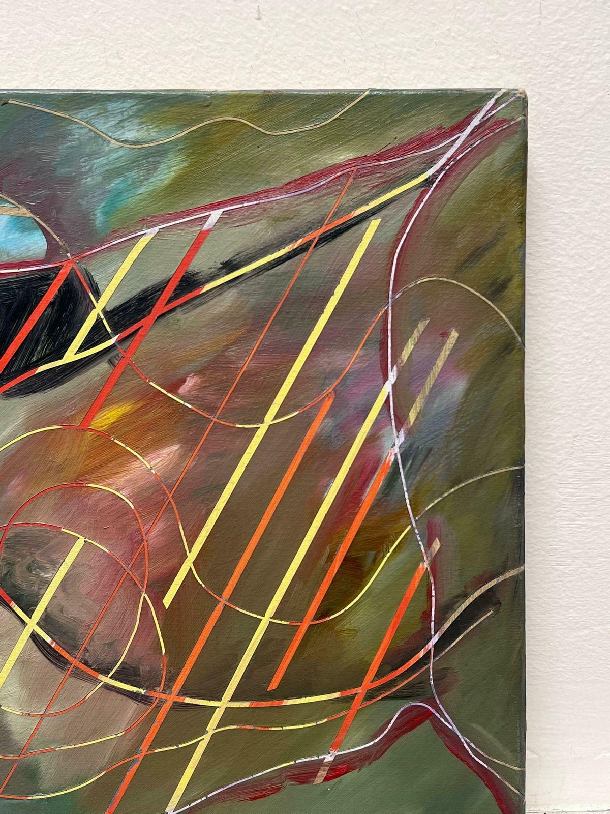 Gilbert Pelissieroriginal 20th Century French Abstract Painting Twirling Shapes 1985 photo 641.0